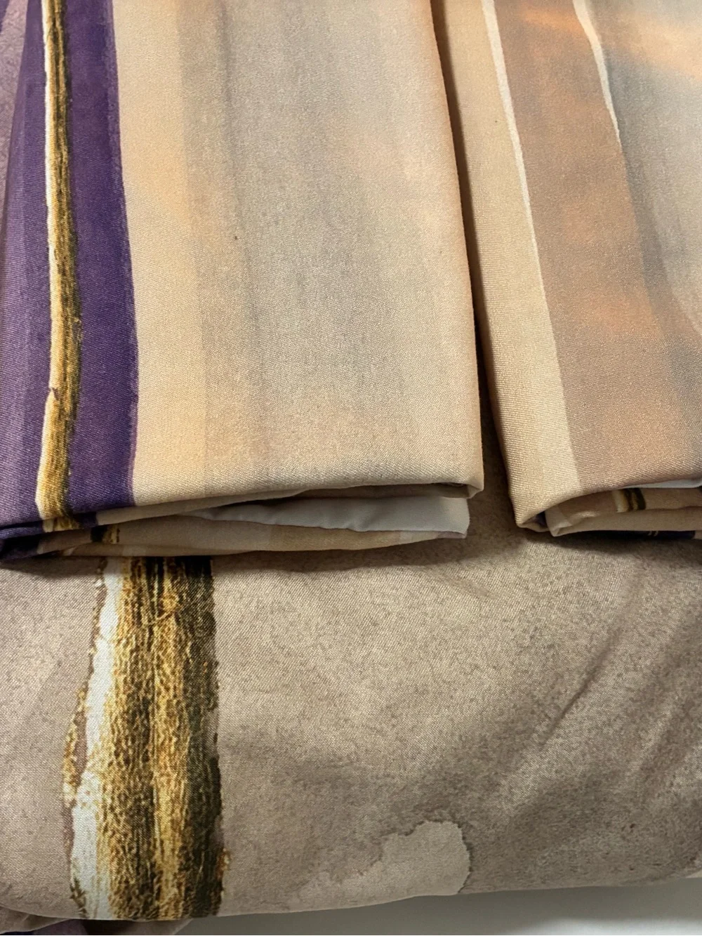 Striped Purple and Beige Duvet Cover Set - designArt